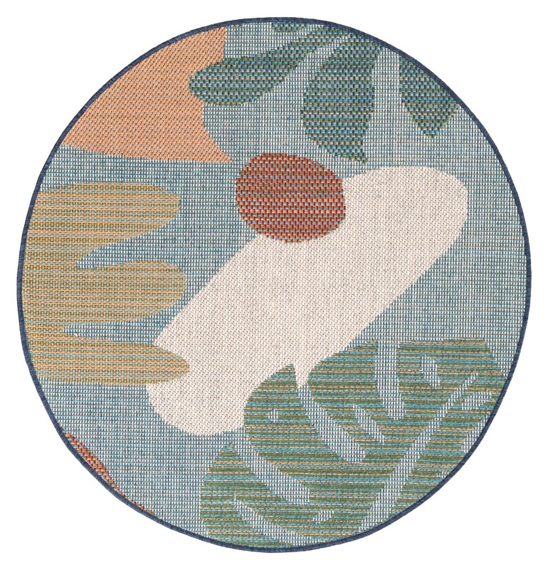 4' 1 x 4' 1 Sturgis · Abstract Outdoor Rug, blue