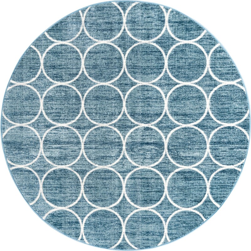 Corvallis · Geometric lattice rug, blue and ivory