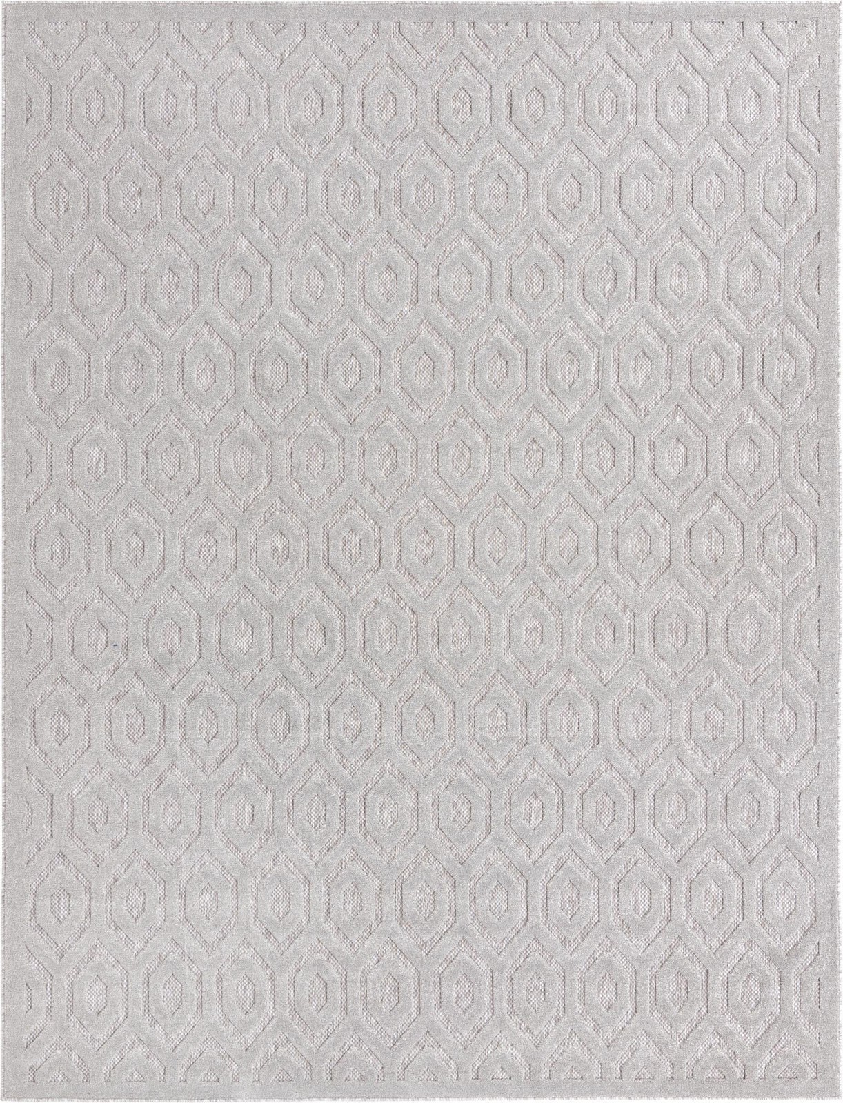 9' x 12' Roanoke · Geometric trellis Outdoor Rug, light gray