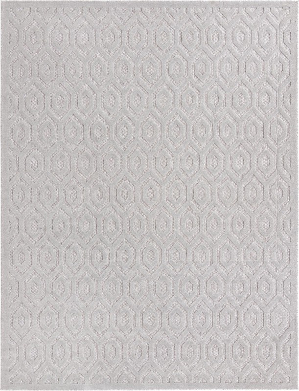 9' x 12' Roanoke · Geometric trellis Outdoor Rug, light gray