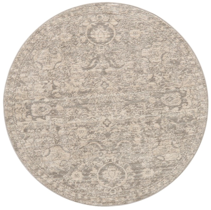 Ansel · Faded medallion rug, gray and ivory