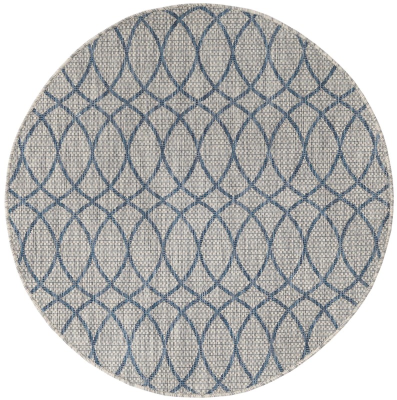 4' x 4' Atkins · Lattice Outdoor Rug, blue and gray
