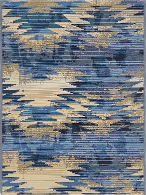 2' 2 x 3' Lomax · Abstract geometric Outdoor Rug, blue and beige