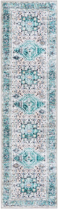 Tatlock · Medallion Washable Rug, aqua and ivory