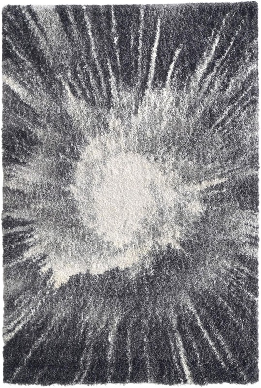 Shirley · Abstract burst Shag Rug, charcoal and ivory