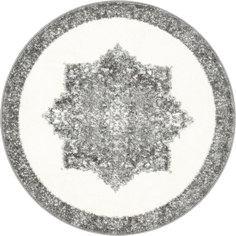 3' 3 x 3' 3 Thurston · Medallion rug, gray and ivory