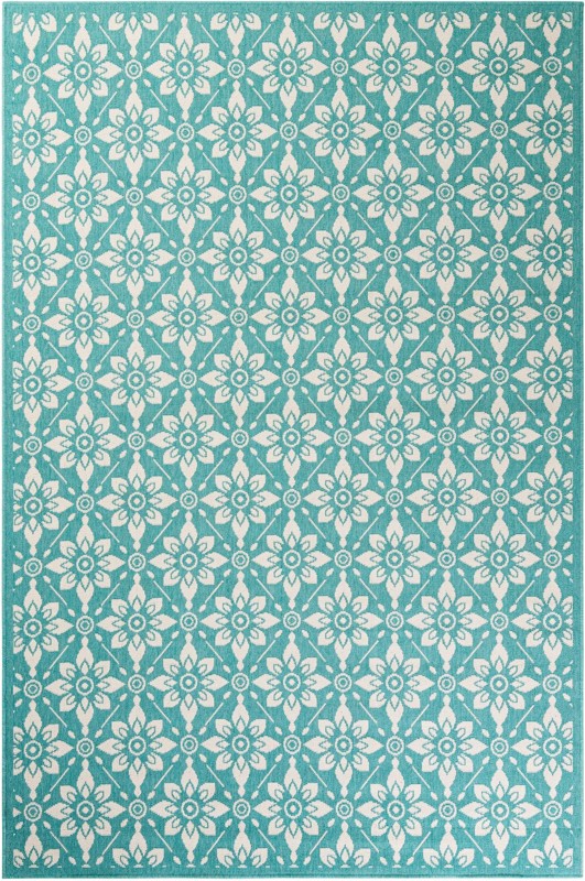 6' x 9' Selwyn · Floral / botanical Outdoor Rug, teal