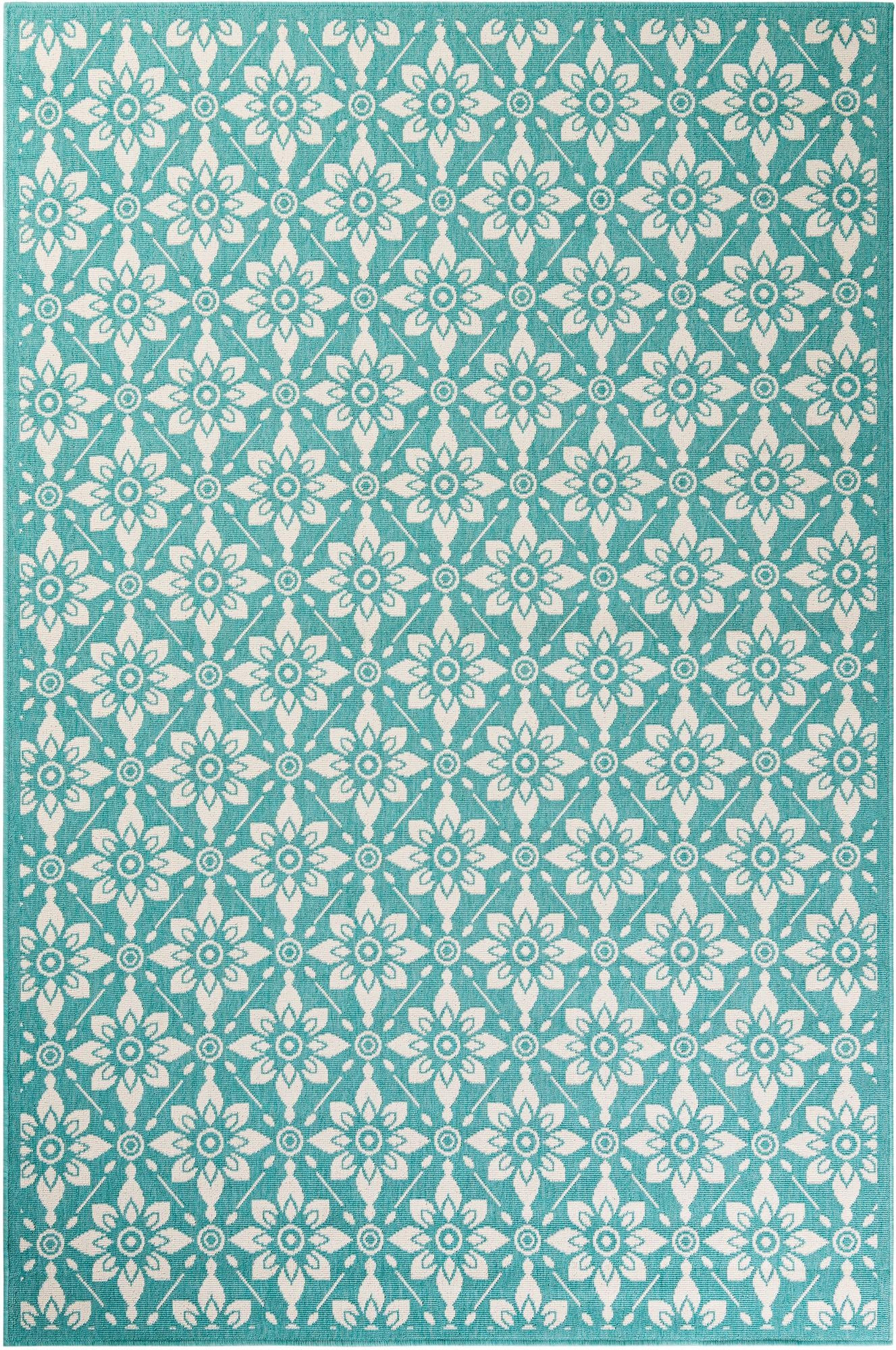 6' x 9' Selwyn · Floral / botanical Outdoor Rug, teal