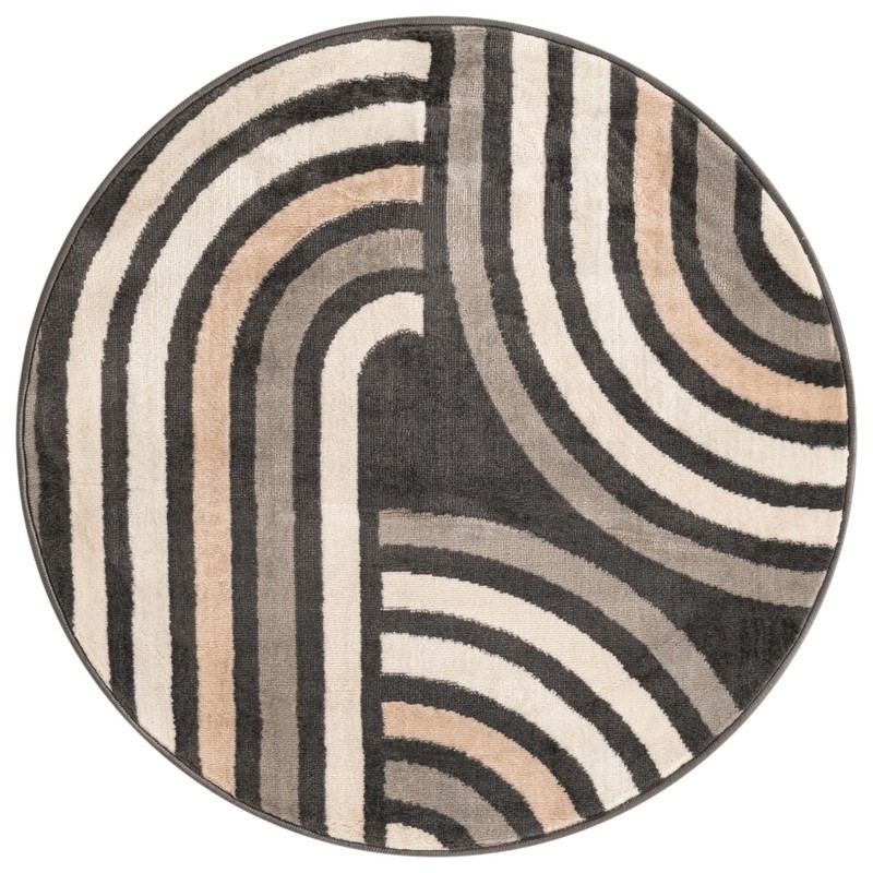 3' x 3' Parkes · Geometric arch rug, charcoal and beige
