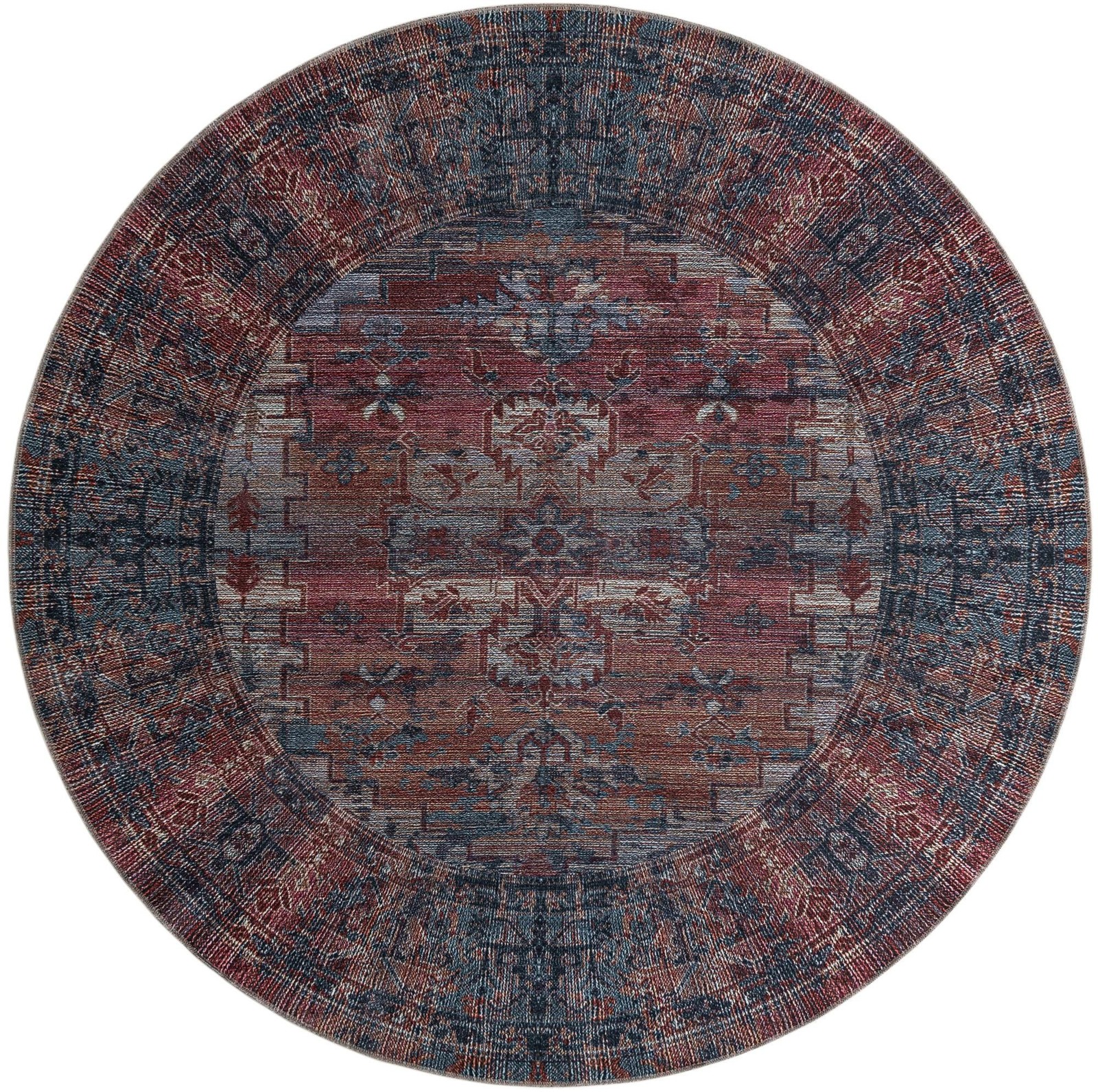 7' 10 x 7' 10 Teague · Border rug, antique red