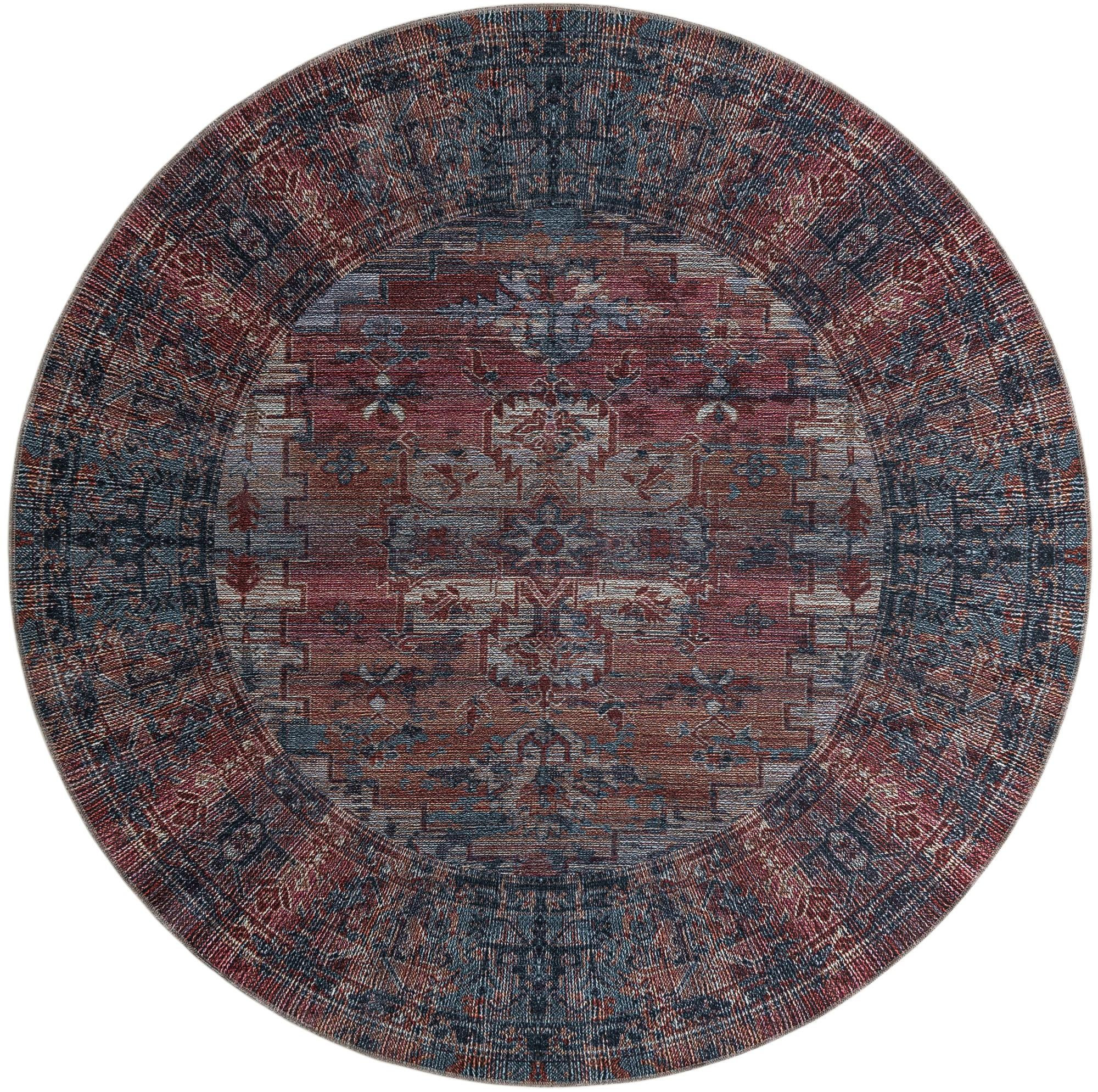 7' 10 x 7' 10 Teague · Border rug, antique red