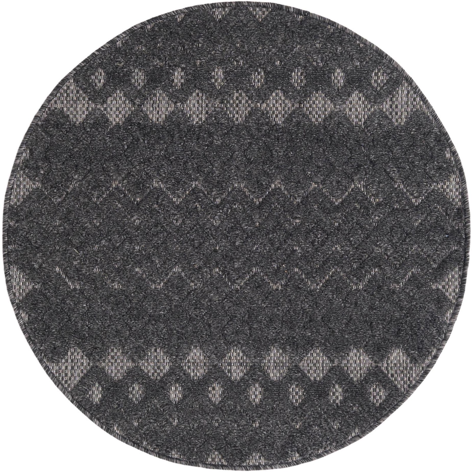 3' x 3' Creed · Geometric Outdoor Rug, charcoal gray and ash