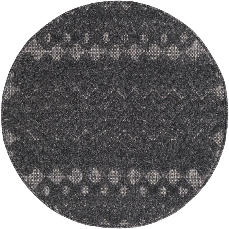 Creed · Geometric Outdoor Rug, charcoal gray and ash
