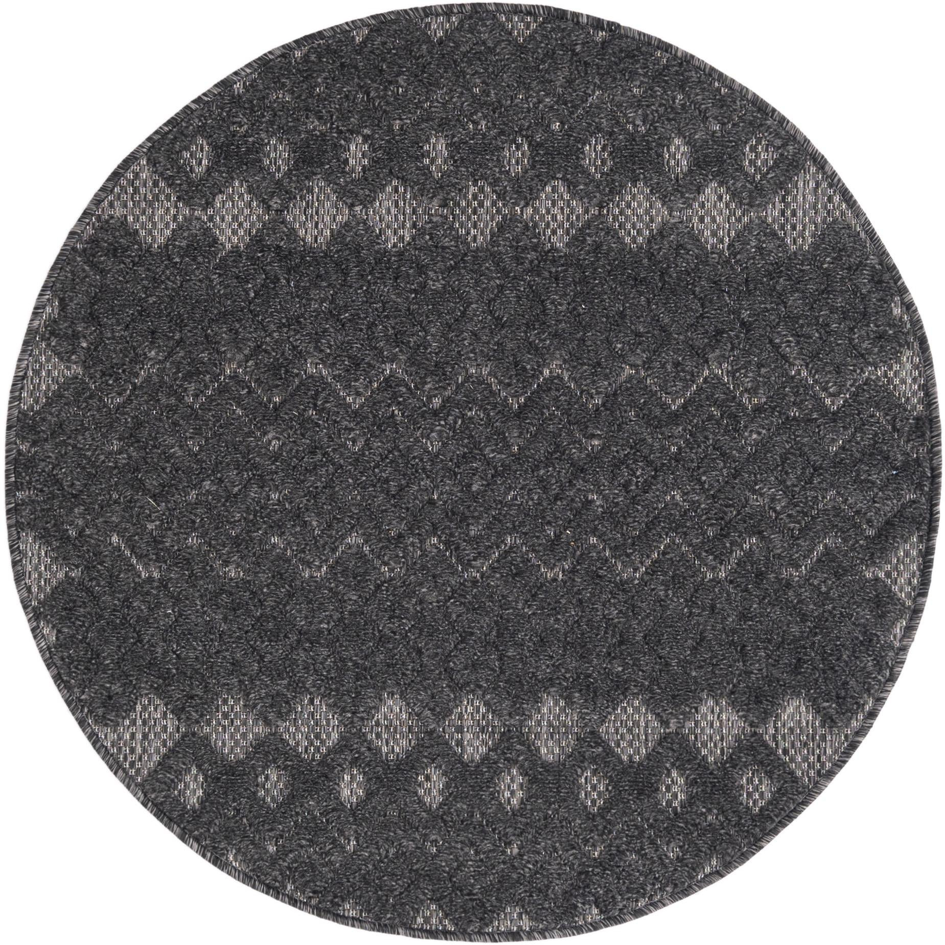 3' x 3' Creed · Geometric Outdoor Rug, charcoal gray and ash
