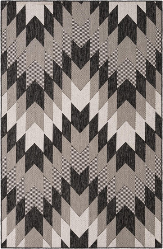 5' 3 x 8' Morrell · Chevron Outdoor Rug, black and white