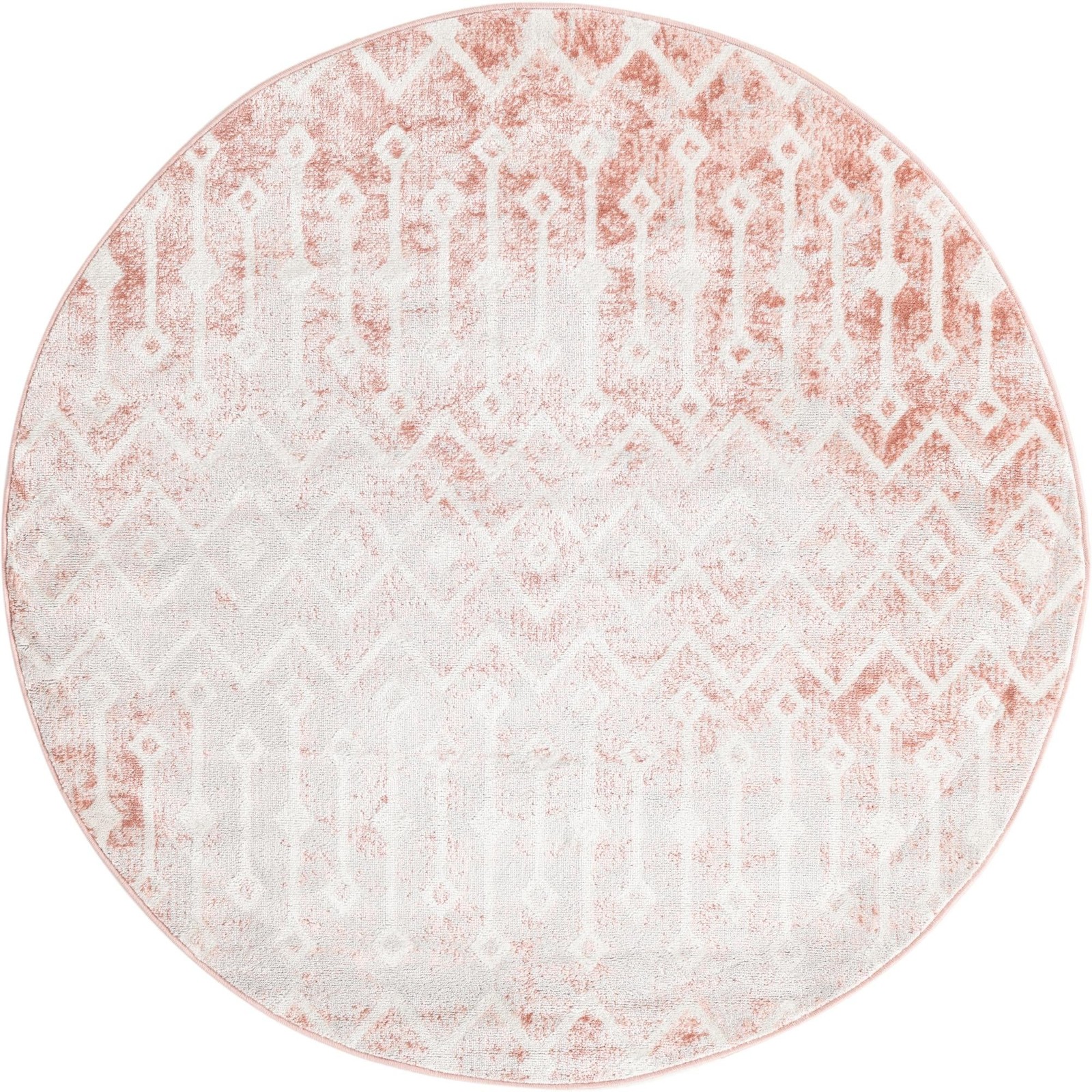 3' x 3' Eugene · Geometric trellis rug, rose and ivory