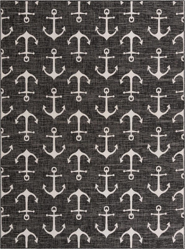 9' x 12' Millbrook · Pictoral Outdoor Rug, charcoal
