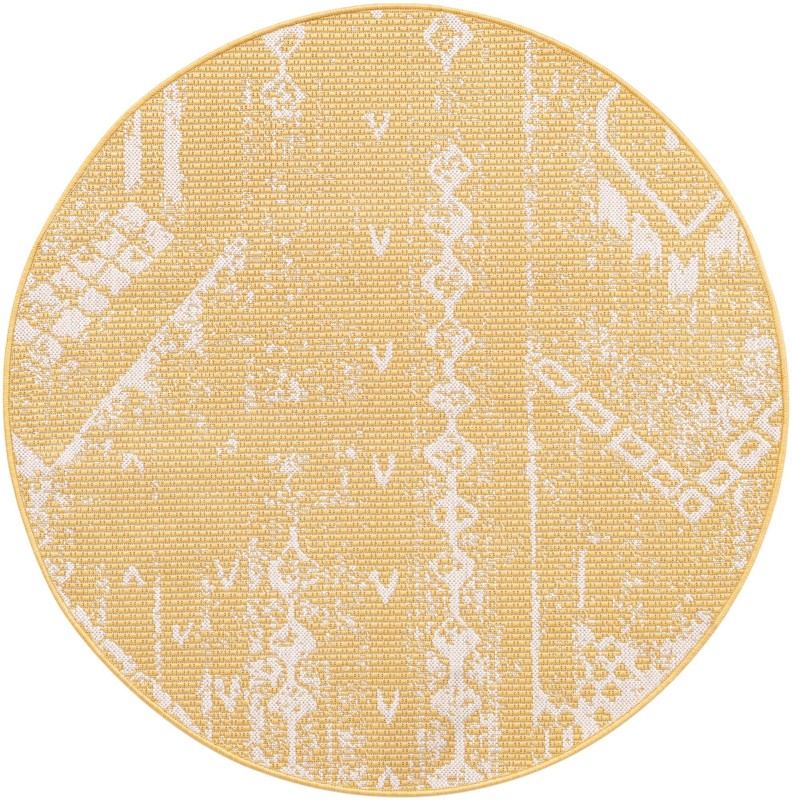 4' x 4' Wildman · Geometric Outdoor Rug, yellow