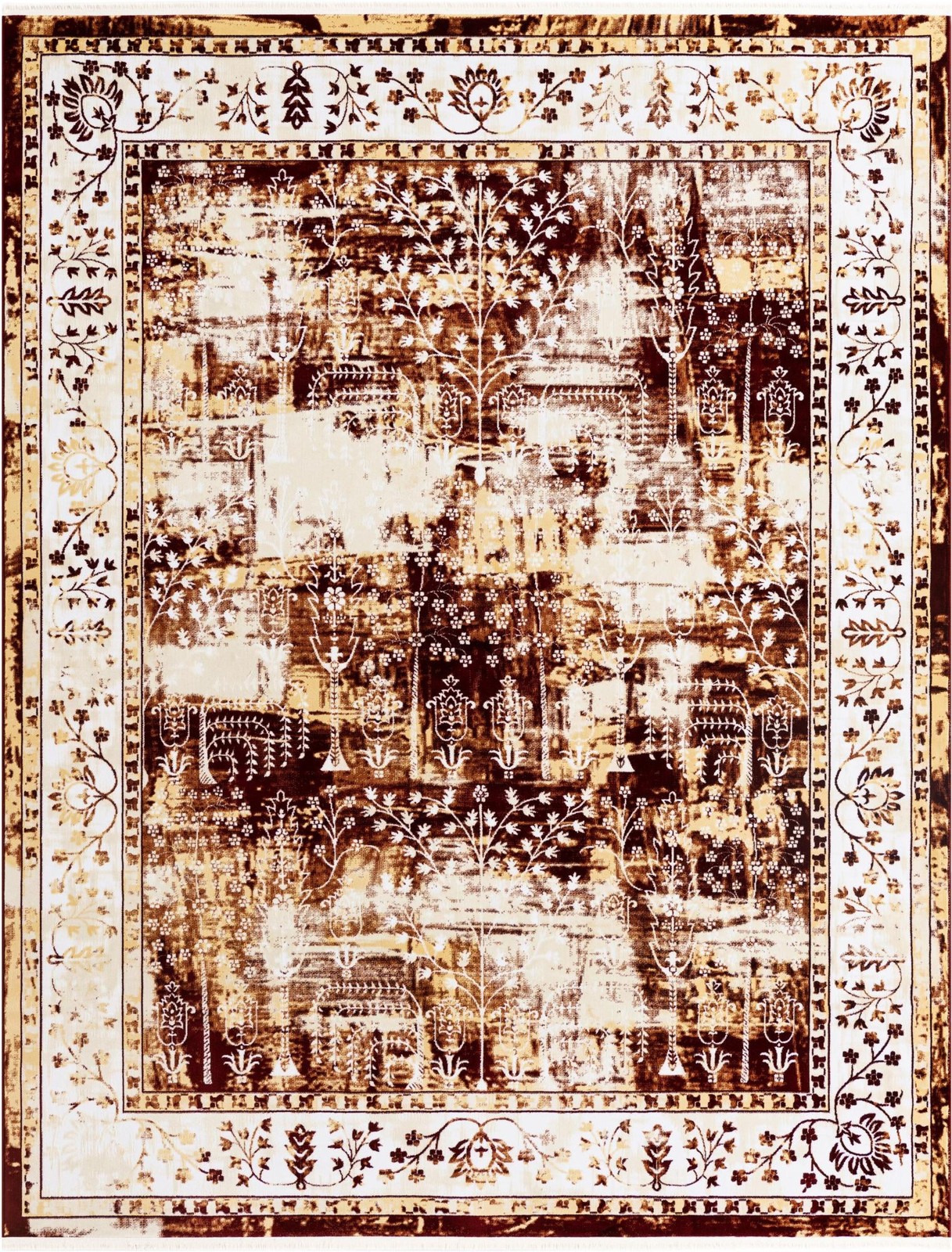7' 10 x 10' Bushnell · Border rug, burgundy red