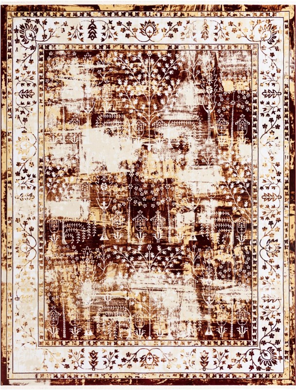 7' 10 x 10' Bushnell · Border rug, burgundy red