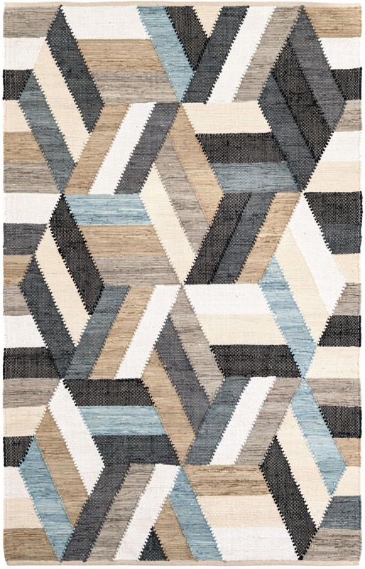 Wasatch · Geometric Chindi Rug, blue