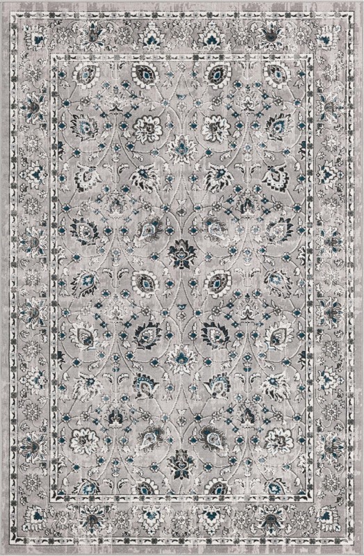 5' 3 x 8' Carson · Floral rug, gray and blue