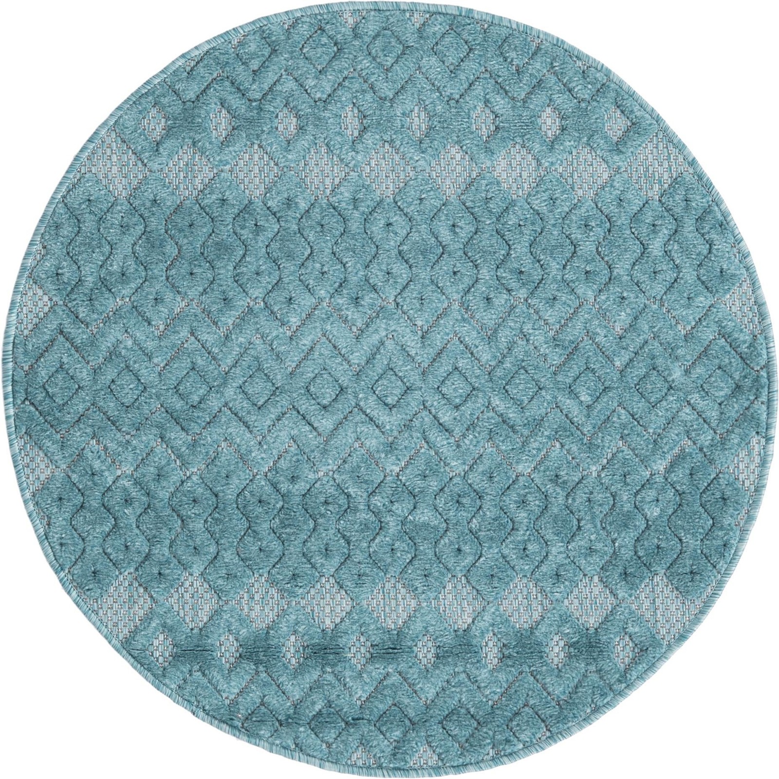 3' x 3' Creed · Geometric lattice Outdoor Rug, aqua blue