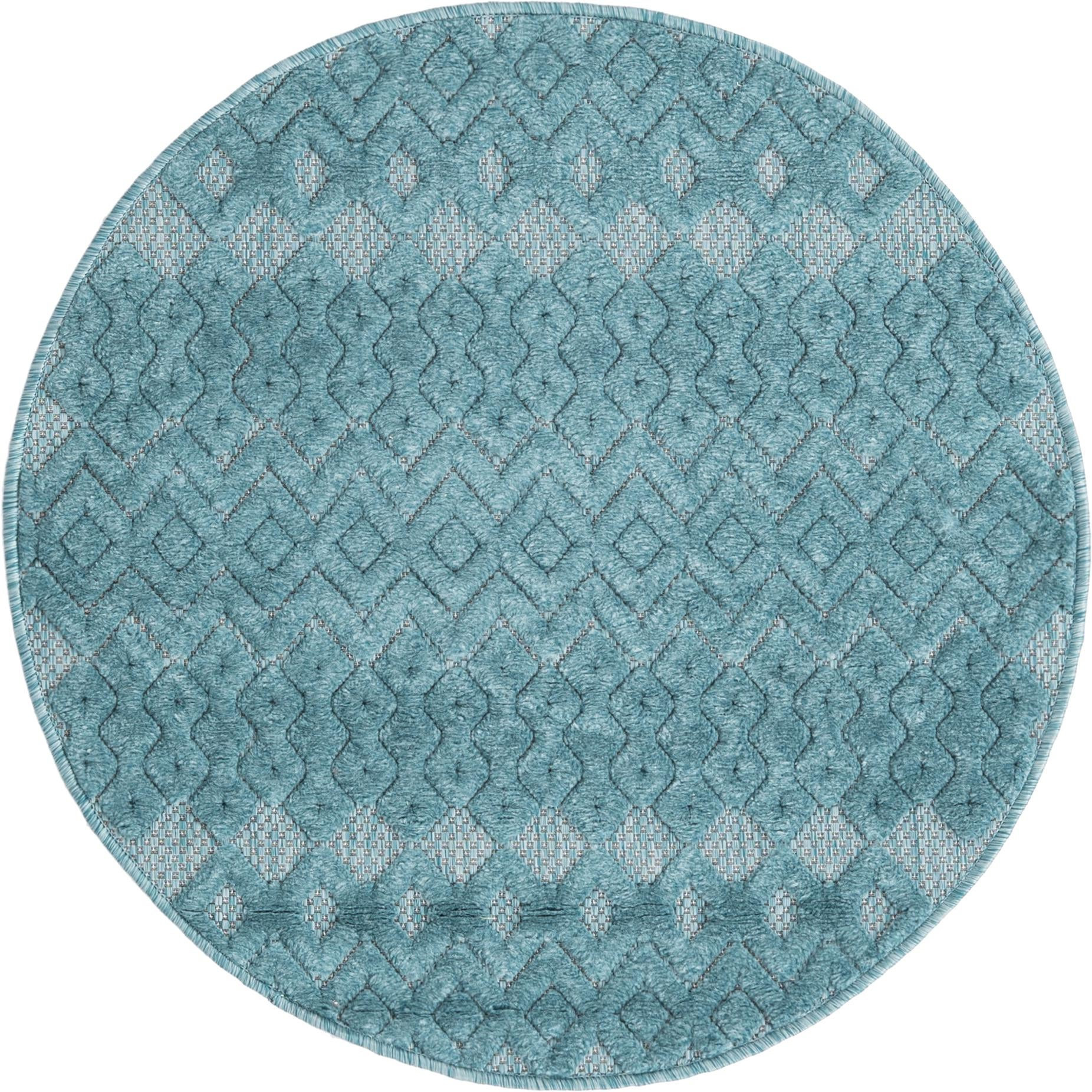 3' x 3' Creed · Geometric lattice Outdoor Rug, aqua blue
