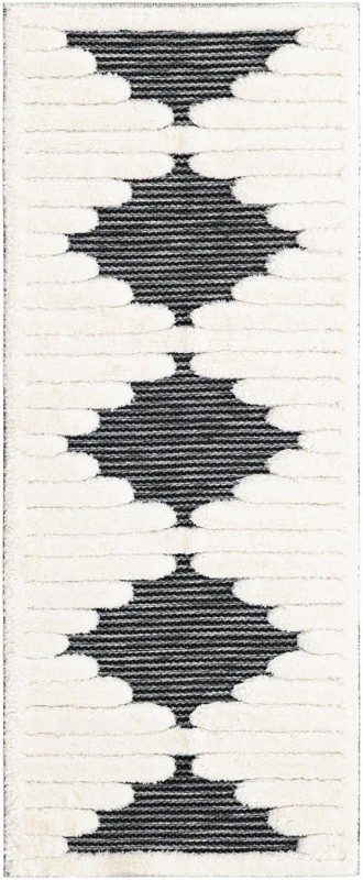2' x 5' Hibbert · Geometric lines rug, gray and ivory