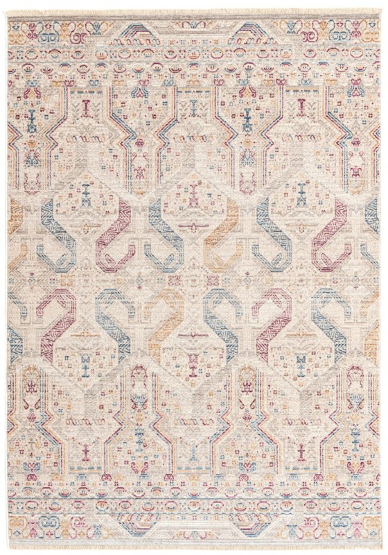 4' x 5' 10 Livingston · Tribal geometric rug, ivory and multi