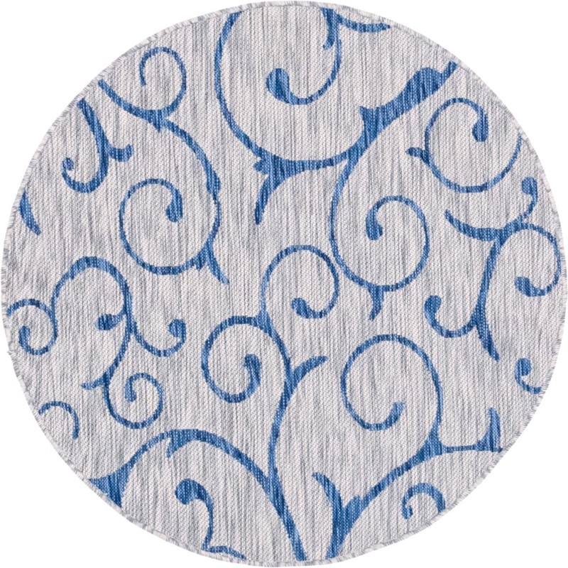 Shale · Floral / botanical Outdoor Rug, gray