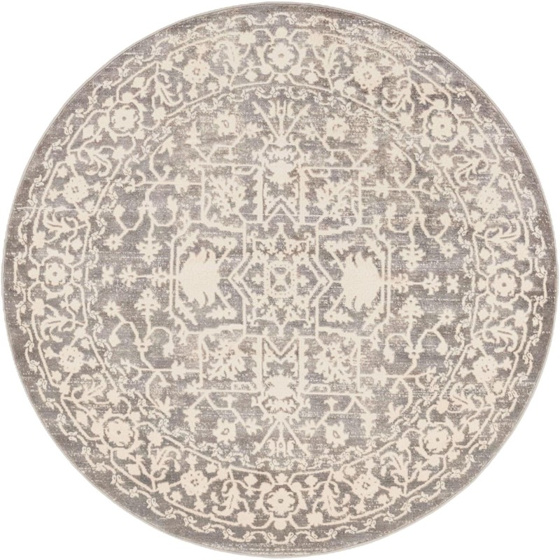 Chester · Medallion rug, light gray and ivory