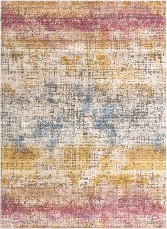 10' x 13' 8 Huckleberry · Abstract striped rug, multicolor and ivory