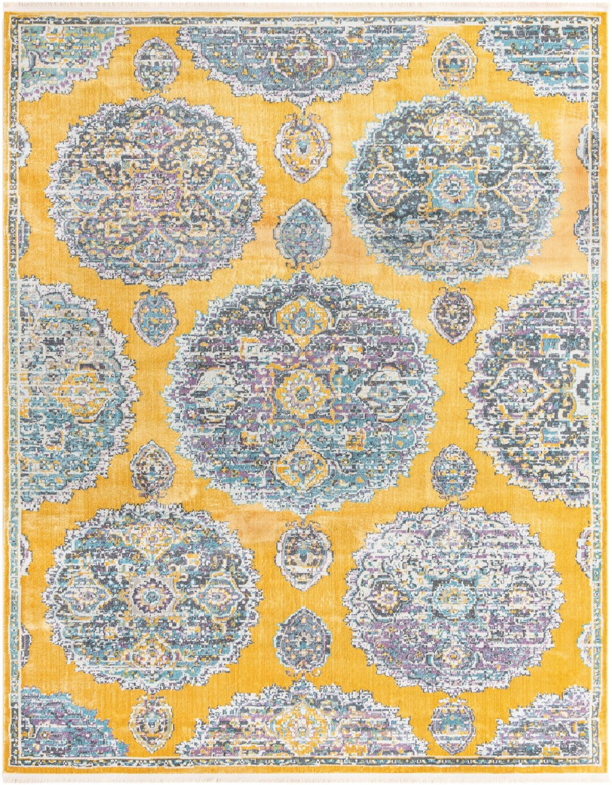 8' 2 x 10' Mather · Border rug, yellow
