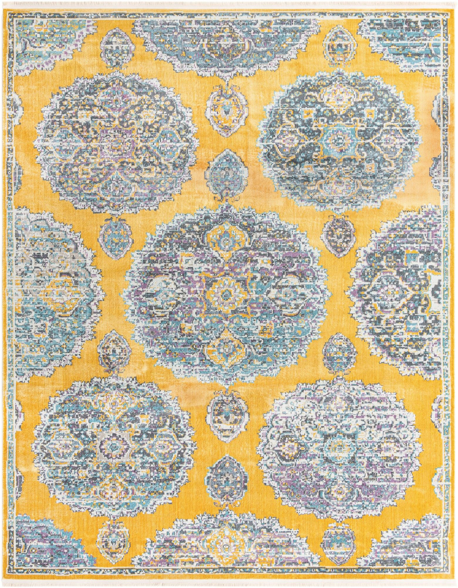 8' 2 x 10' Mather · Border rug, yellow