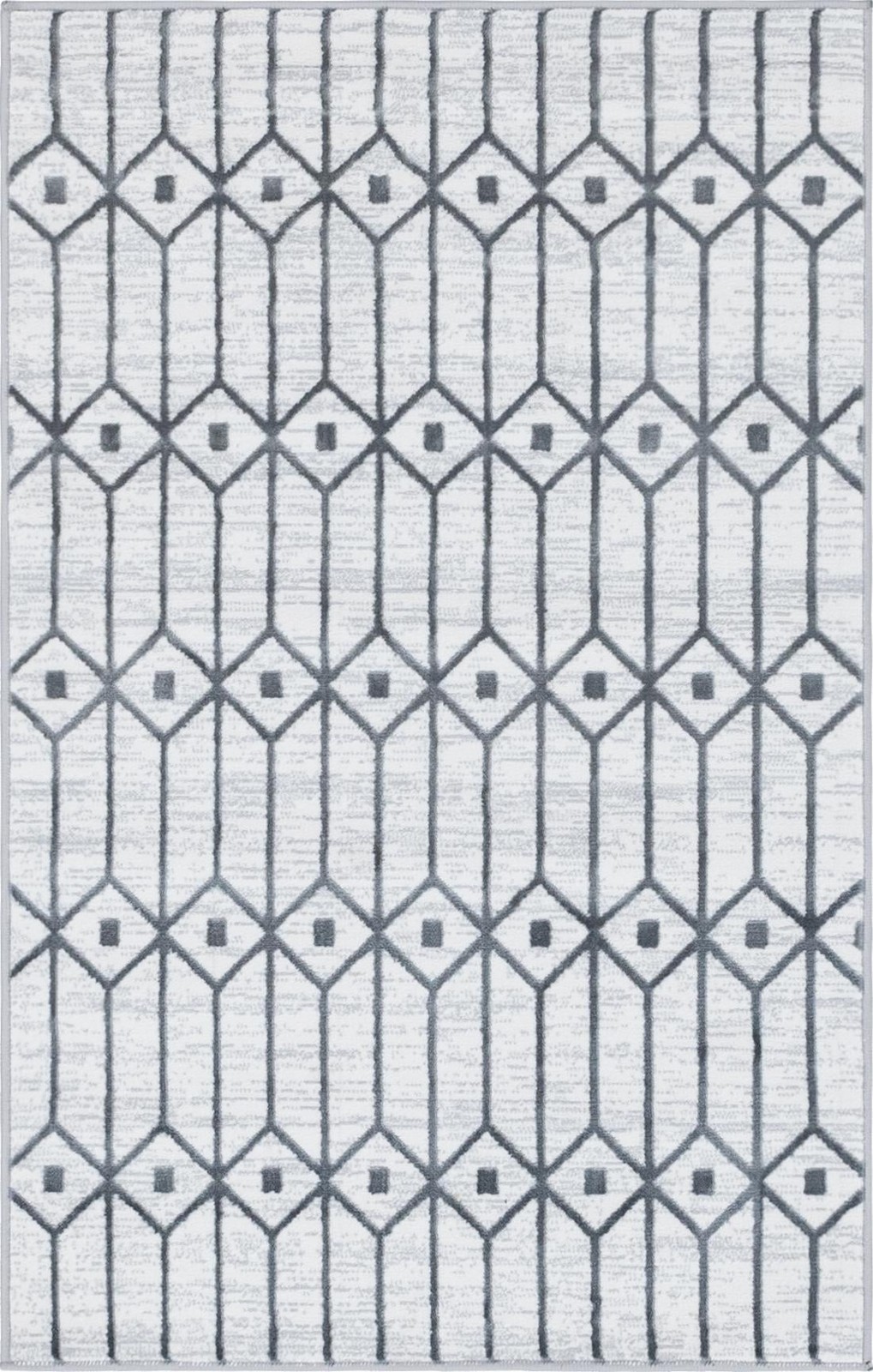 3' 3 x 5' 3 Wharton · Geometric lattice rug, white and gray