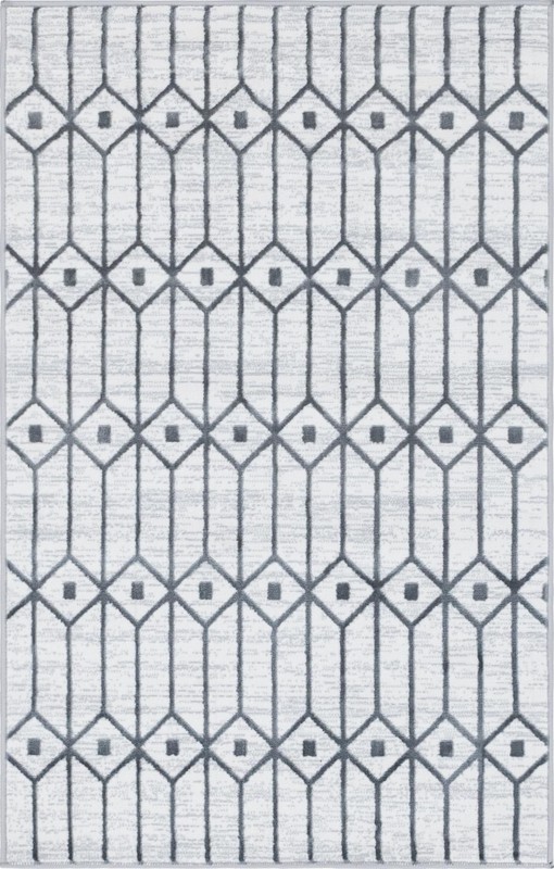 3' 3 x 5' 3 Wharton · Geometric lattice rug, white and gray