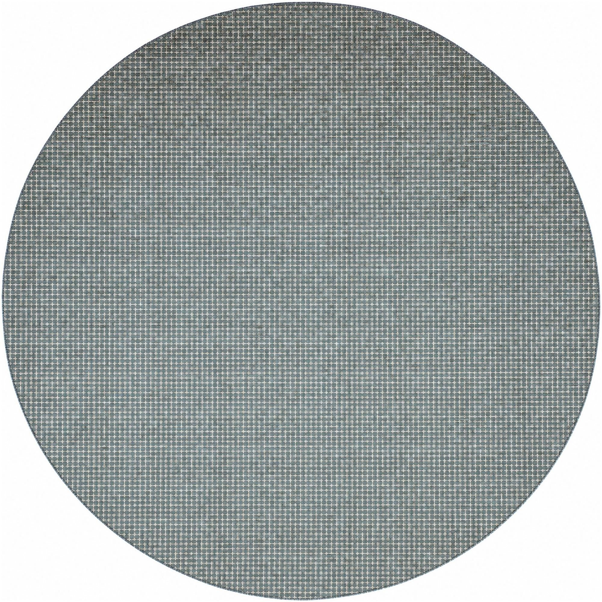 10' x 10' Loam · Grid Outdoor Rug, teal and cream