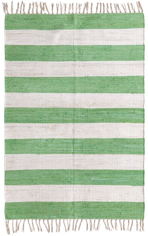 Flagstaff · Striped Chindi Rug, green and ivory