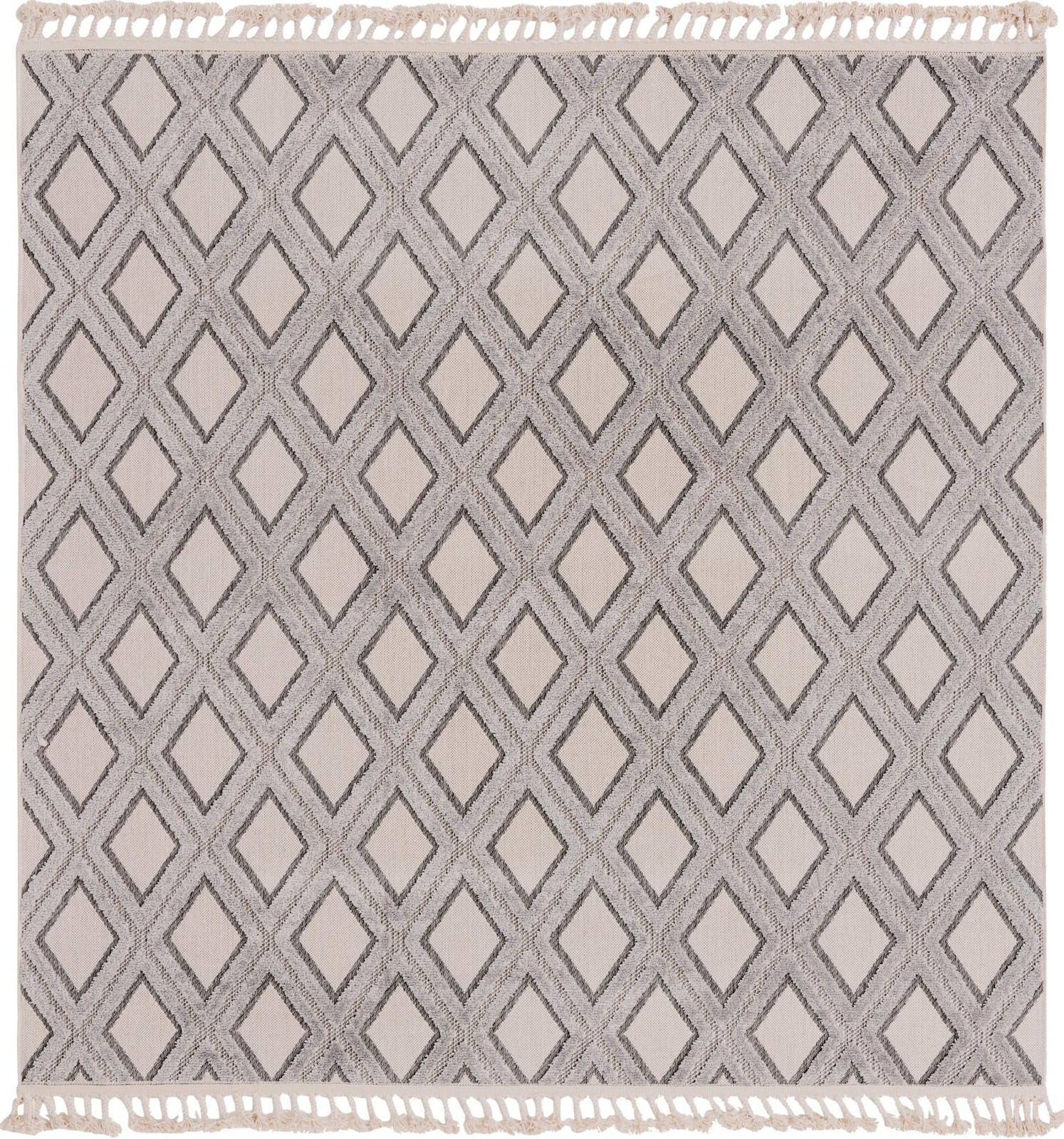 7' 10 x 7' 10 Goshen · Diamond rug, sandy beige and gray