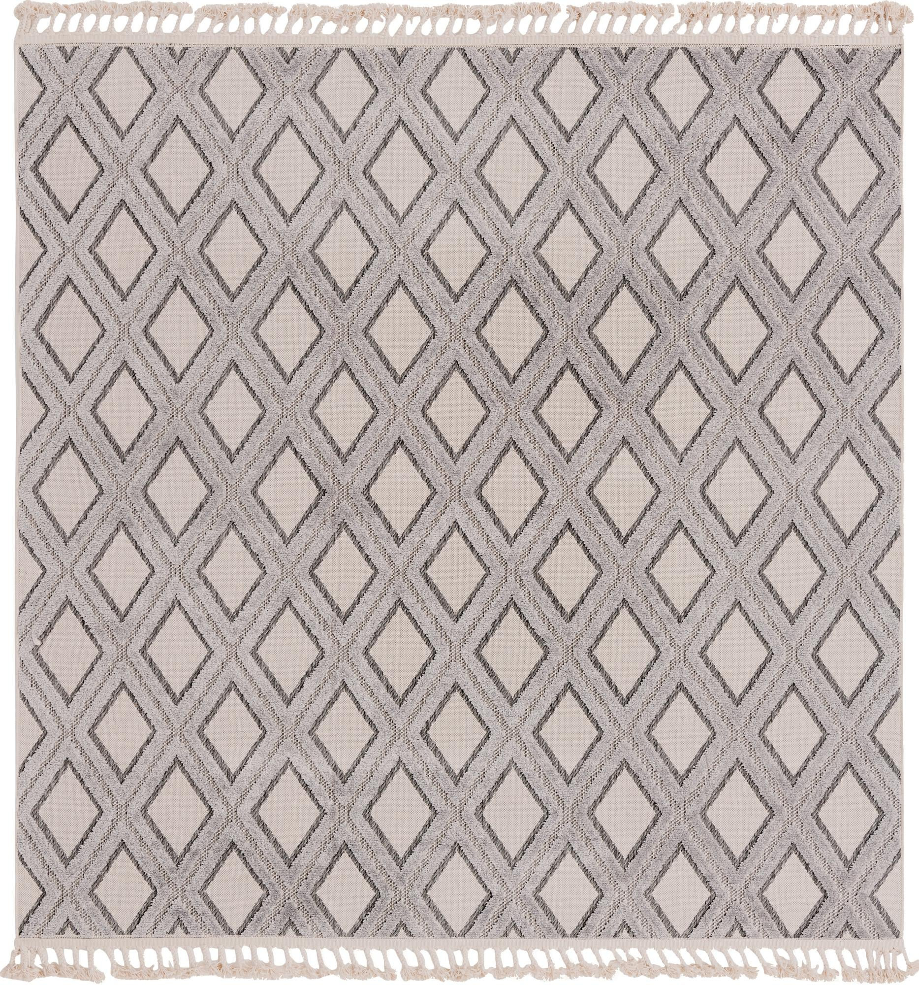 7' 10 x 7' 10 Goshen · Diamond rug, sandy beige and gray