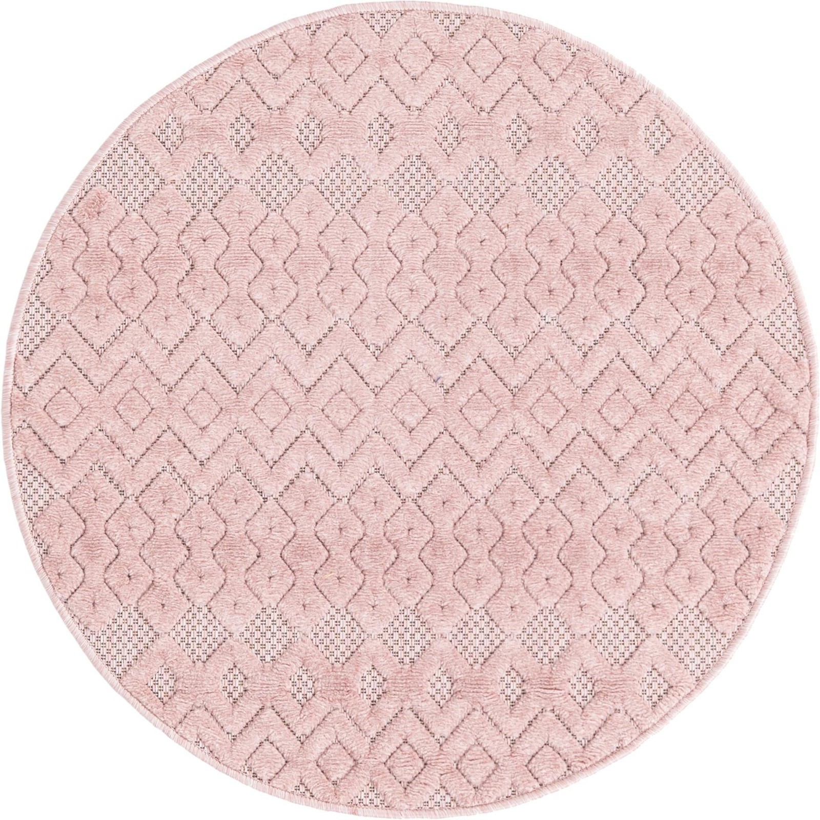 3' x 3' Roanoke · Geometric lattice Outdoor Rug, soft pink