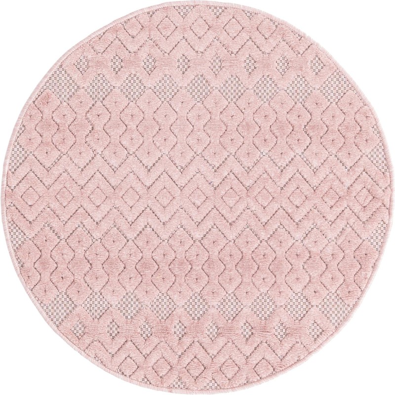 3' x 3' Roanoke · Geometric lattice Outdoor Rug, soft pink