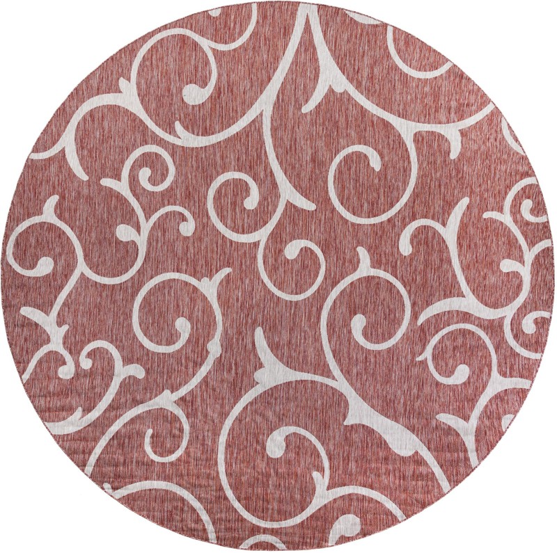 Shale · Floral / botanical Outdoor Rug, rust red