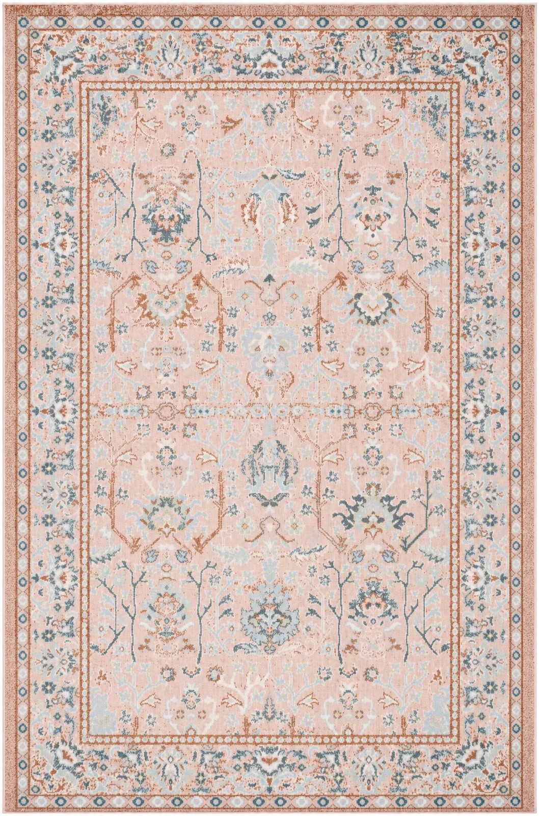 5' 3 x 8' Sandys · Border Washable Rug, rose pink