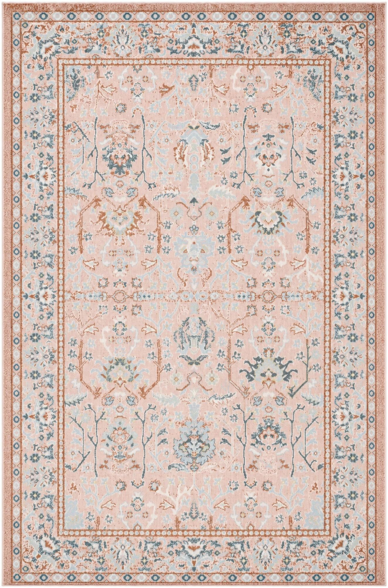 5' 3 x 8' Sandys · Border Washable Rug, rose pink