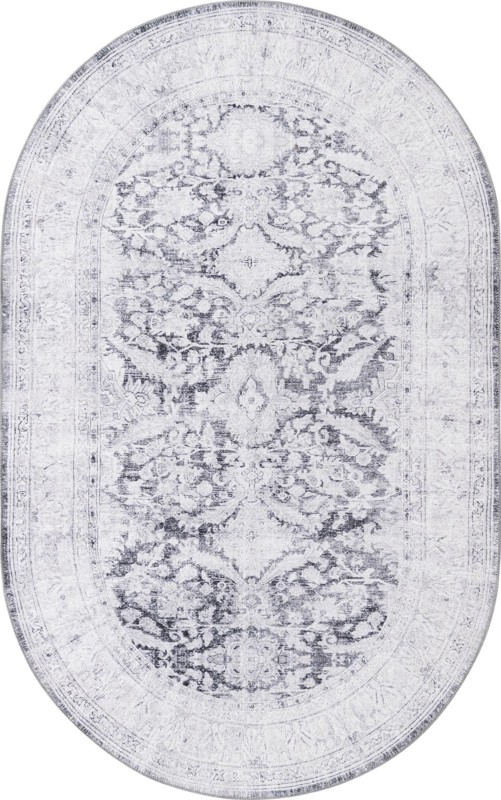 5' x 8' Augusta · Border Washable Rug, charcoal