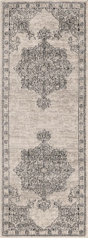 2' x 6' Wade · Medallion rug, ivory and gray