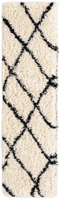 2' x 8' Rockingham · Diamond shag rug, pearl and black