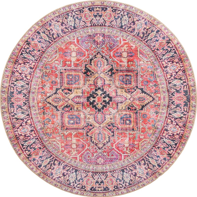3' 6 x 3' 6 Bismarck · Border Washable Rug, red